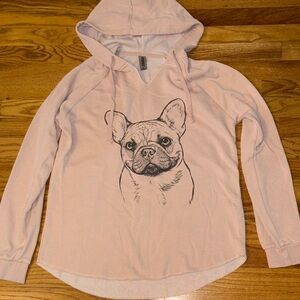 Pink Hoodie with French Bulldog Print